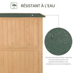 Outsunny Rangements Extérieur Abri Jardin En Bois Massif Pin Pré-huilé -France Parasols Soldes 2022 abri jardin en bois massif pin pre huile 11
