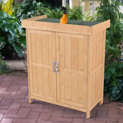 Outsunny Rangements Extérieur Armoire De Jardin Sur Pied Double Porte étagère Toit Bitumé Relevable 2 Outsunny Rangements Extérieur Armoire De Jardin Sur Pied Double Porte étagère Toit Bitumé Relevable – Image 2