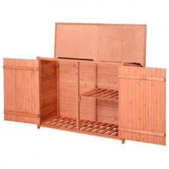 Outsunny Rangements Extérieur Armoire Jardin Sur Pied 2 Portes étagère Toit Bitumé Relevable Sapin -France Parasols Soldes 2022 armoire jardin sur pied 2 portes etagere toit bitume relevable sapin 3