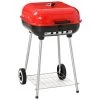 Homcom Barbecues Et Planchas Barbecue à Charbon Avec Couvercle Et Roulettes Acier émaillé Rouge