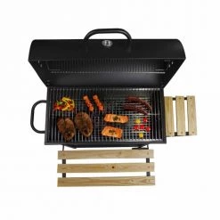 Livoo Barbecues Et Planchas Barbecue à Charbon Baril En Bois Noir -France Parasols Soldes 2022 barbecue a charbon baril en bois noir 4