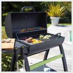 Cook In Garden Barbecues Et Planchas Barbecue Au Charbon De Bois En Acier Noir -France Parasols Soldes 2022 barbecue au charbon de bois en acier noir 4