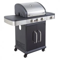 Cook In Garden Barbecues Et Planchas Barbecue Au Gaz 3 Brûleurs Et Réchaud En Acier Et Inox Gris