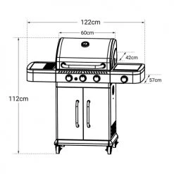 Cook In Garden Barbecues Et Planchas Barbecue Au Gaz 3 Brûleurs Et Réchaud En Acier Et Inox Gris -France Parasols Soldes 2022 barbecue au gaz 3 bruleurs et rechaud en acier et inox gris 3