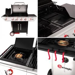 Somagic Barbecues Et Planchas Barbecue Au Gaz 4 Brûleurs Et Réchaud En Acier Noir Et Gris -France Parasols Soldes 2022 barbecue au gaz 4 bruleurs et rechaud en acier noir et gris 2