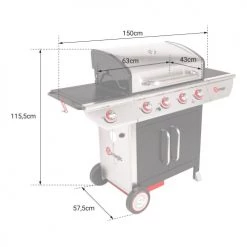 Somagic Barbecues Et Planchas Barbecue Au Gaz 4 Brûleurs Et Réchaud En Acier Noir Et Gris -France Parasols Soldes 2022 barbecue au gaz 4 bruleurs et rechaud en acier noir et gris 3