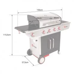 Somagic Barbecues Et Planchas Barbecue Au Gaz 4 Brûleurs Et Réchaud En Acier Noir Et Gris -France Parasols Soldes 2022 barbecue au gaz 4 bruleurs et rechaud en acier noir et gris 4