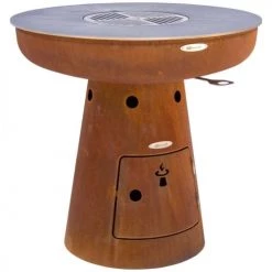 Remundi Braséros Et Cheminées D'extérieur Barbecue Brasero En Acier Nero Hauteur 105 Cm Diamètre 102 Cm