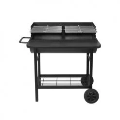 RED DECO Barbecues Et Planchas Barbecue Charbon De Bois 2 Grilles Acier Inoxydable Noir