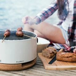 BergHoff Barbecues Et Planchas Barbecue De Table Blanc En Acier Et Couvercle Liège -France Parasols Soldes 2022 barbecue de table blanc en acier et couvercle liege 3