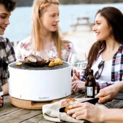 BergHoff Barbecues Et Planchas Barbecue De Table Blanc En Acier Et Couvercle Liège -France Parasols Soldes 2022 barbecue de table blanc en acier et couvercle liege 4