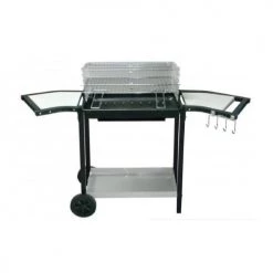 Wadiga Barbecues Et Planchas Barbecue Double Grille Et Repose-plats Sur Roulettes