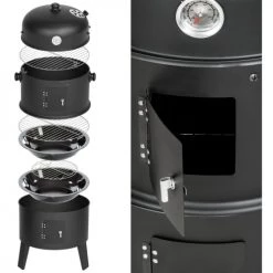 Tectake Barbecues Et Planchas Barbecue Vertical 3 En 1 Fumoir Noir -France Parasols Soldes 2022 barbecue vertical 3 en 1 fumoir noir 5
