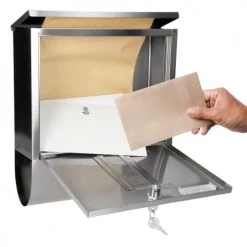 ECD Germany Objets Déco De Jardin Boîte Aux Lettres Acier Inoxydable Argenté 30,5 X 10 X 34 Cm -France Parasols Soldes 2022 boite aux lettres acier inoxydable argente 30 5 x 10 x 34 cm 2