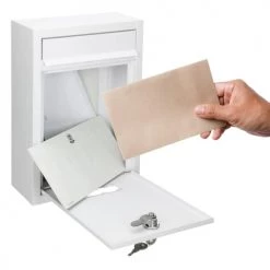 ECD Germany Objets Déco De Jardin Boîte Aux Lettres Acier Inoxydable Blanc 21,5 X 9 X 32 Cm -France Parasols Soldes 2022 boite aux lettres acier inoxydable blanc 21 5 x 9 x 32 cm 2