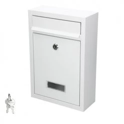 ECD Germany Objets Déco De Jardin Boîte Aux Lettres Acier Inoxydable Blanc 21,5 X 9 X 32 Cm