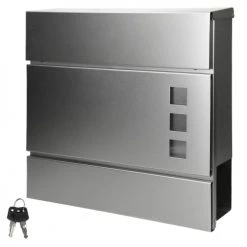 ECD Germany Objets Déco De Jardin Boîte Aux Lettres Argenté Acier 37,5 X 10 X 36.5 Cm