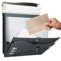 ECD Germany Objets Déco De Jardin Boîte Aux Lettres Murale Anthracite/ Argenté 37 X 10,5 X 36,5 Cm -France Parasols Soldes 2022 boite aux lettres murale anthracite argente 37 x 10 5 x 36 5 cm 2