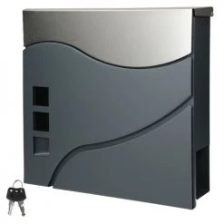 ECD Germany Objets Déco De Jardin Boîte Aux Lettres Murale Anthracite/ Argenté 37 X 10,5 X 36,5 Cm