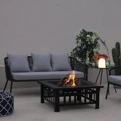 RED DECO Braséros Et Cheminées D'extérieur Brasero Barbecue Extérieur Acier Noir 81x81cm -France Parasols Soldes 2022 brasero barbecue exterieur acier noir 81x81cm 5