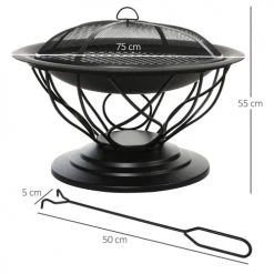 Outsunny Braséros Et Cheminées D'extérieur Brasero Boule De Feu Grille à Charbon Et Cuisson Métal Noir -France Parasols Soldes 2022 brasero boule de feu grille a charbon et cuisson metal noir 2