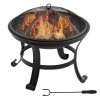 Outsunny Braséros Et Cheminées D'extérieur Brasero Boule De Feu Grille Charbon Couvercle Tisonnier Acier Noir