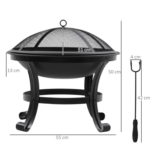 Outsunny Braséros Et Cheminées D'extérieur Brasero Boule De Feu Grille Charbon Couvercle Tisonnier Acier Noir 3 Outsunny Braséros Et Cheminées D'extérieur Brasero Boule De Feu Grille Charbon Couvercle Tisonnier Acier Noir – Image 3