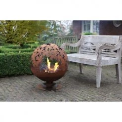 Esschert Design Braséros Et Cheminées D'extérieur Brasero Rond Découpe Laser Feuilles -France Parasols Soldes 2022 brasero rond decoupe laser feuilles 3