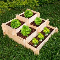 Oviala Rangements Extérieur Carré Potager 5 Cases En Bois -France Parasols Soldes 2022 carre potager 5 cases en bois 4