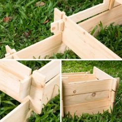 Oviala Rangements Extérieur Carré Potager 5 Cases En Bois -France Parasols Soldes 2022 carre potager 5 cases en bois 5