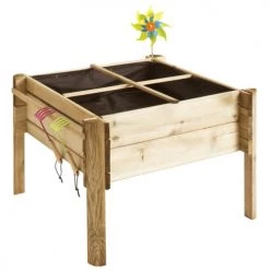 Jardipolys Rangements Extérieur Carré Potager Enfants Sur Pieds 4 Compartiments En Pin