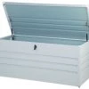 Beliani Rangements Extérieur Coffre De Jardin En Acier Gris Clair 132 X 62 Cm