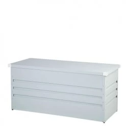 Beliani Rangements Extérieur Coffre De Jardin En Acier Gris Clair 132 X 62 Cm -France Parasols Soldes 2022 coffre de jardin en acier gris clair 132 x 62 cm 3