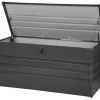 Beliani Rangements Extérieur Coffre De Jardin En Acier Gris Foncé 132 X 62 Cm