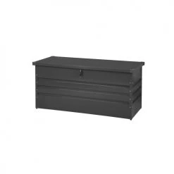 Beliani Rangements Extérieur Coffre De Jardin En Acier Gris Foncé 132 X 62 Cm -France Parasols Soldes 2022 coffre de jardin en acier gris fonce 132 x 62 cm 2
