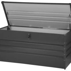 Beliani Rangements Extérieur Coffre De Jardin En Acier Gris Foncé 132 X 62 Cm