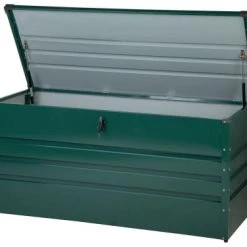 Beliani Rangements Extérieur Coffre De Jardin En Acier Vert 132 X 62 Cm
