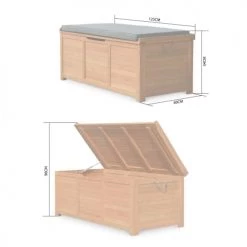 Alice's Garden Rangements Extérieur Coffre De Jardin En Bois Avec Coussin 125x60cm Gris -France Parasols Soldes 2022 coffre de jardin en bois avec coussin 125x60cm gris 5