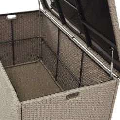 Beliani Rangements Extérieur Coffre De Jardin En Rotin Beige Taupe 155 X 75 Cm -France Parasols Soldes 2022 coffre de jardin en rotin beige taupe 155 x 75 cm 3