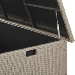 Beliani Rangements Extérieur Coffre De Jardin En Rotin Beige Taupe 155 X 75 Cm -France Parasols Soldes 2022 coffre de jardin en rotin beige taupe 155 x 75 cm 5