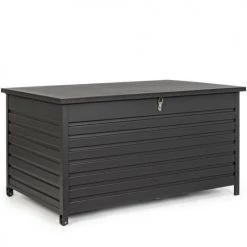 Bizzotto Rangements Extérieur Coffre De Rangement Aluminium Noir L141 Cm
