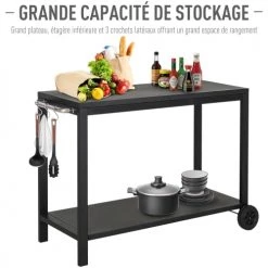 Homcom Barbecues Et Planchas Desserte Pour Plancha Acier Noir -France Parasols Soldes 2022 desserte pour plancha acier noir 4