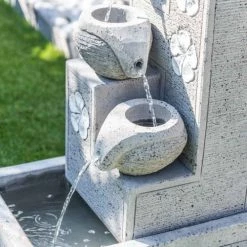 Wanda Collection Objets Déco De Jardin Fontaine 4 Coupes Grise H90 Cm -France Parasols Soldes 2022 fontaine 4 coupes grise h90 cm 2