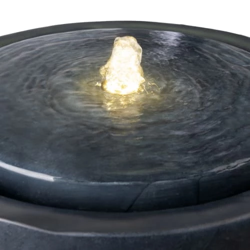 WOMO-DESIGN Objets Déco De Jardin Fontaine Anthracite Avec LED, En Aspect Pierre, Ø 40x40 Cm 3 WOMO-DESIGN Objets Déco De Jardin Fontaine Anthracite Avec LED, En Aspect Pierre, Ø 40x40 Cm – Image 3