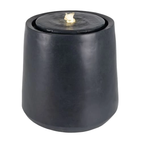 WOMO-DESIGN Objets Déco De Jardin Fontaine Anthracite Avec LED, En Aspect Pierre, Ø 40x40 Cm 1 WOMO-DESIGN Objets Déco De Jardin Fontaine Anthracite Avec LED, En Aspect Pierre, Ø 40x40 Cm