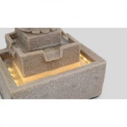 Oviala Objets Déco De Jardin Fontaine Bouddha LED Gris -France Parasols Soldes 2022 fontaine bouddha led gris 5