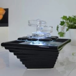 Zen'Light Objets Déco De Jardin Fontaine D'intérieur En Verre Et Céramique Avec éclairage Led - H20cm -France Parasols Soldes 2022 fontaine d interieur en verre et ceramique avec eclairage led h20cm 2