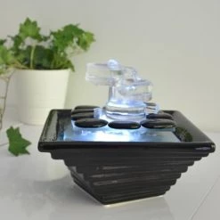 Zen'Light Objets Déco De Jardin Fontaine D'intérieur En Verre Et Céramique Avec éclairage Led - H20cm -France Parasols Soldes 2022 fontaine d interieur en verre et ceramique avec eclairage led h20cm 4