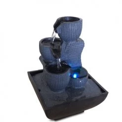 Zen'Light Objets Déco De Jardin Fontaine D'intérieur Nature En Résine Avec éclairage Led - H18cm