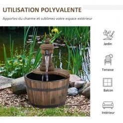 Outsunny Objets Déco De Jardin Fontaine De Jardin Tonneau Pompe Incluse -France Parasols Soldes 2022 fontaine de jardin tonneau pompe incluse 4